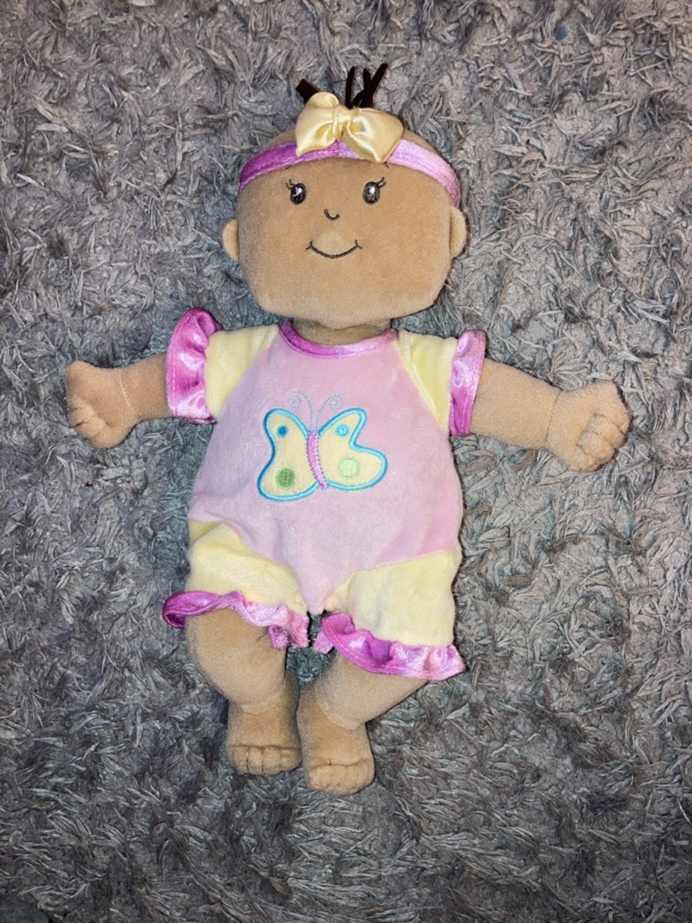 Manhattan Toy Baby Stella soft nurturing doll brown eyes hair butterfly tan